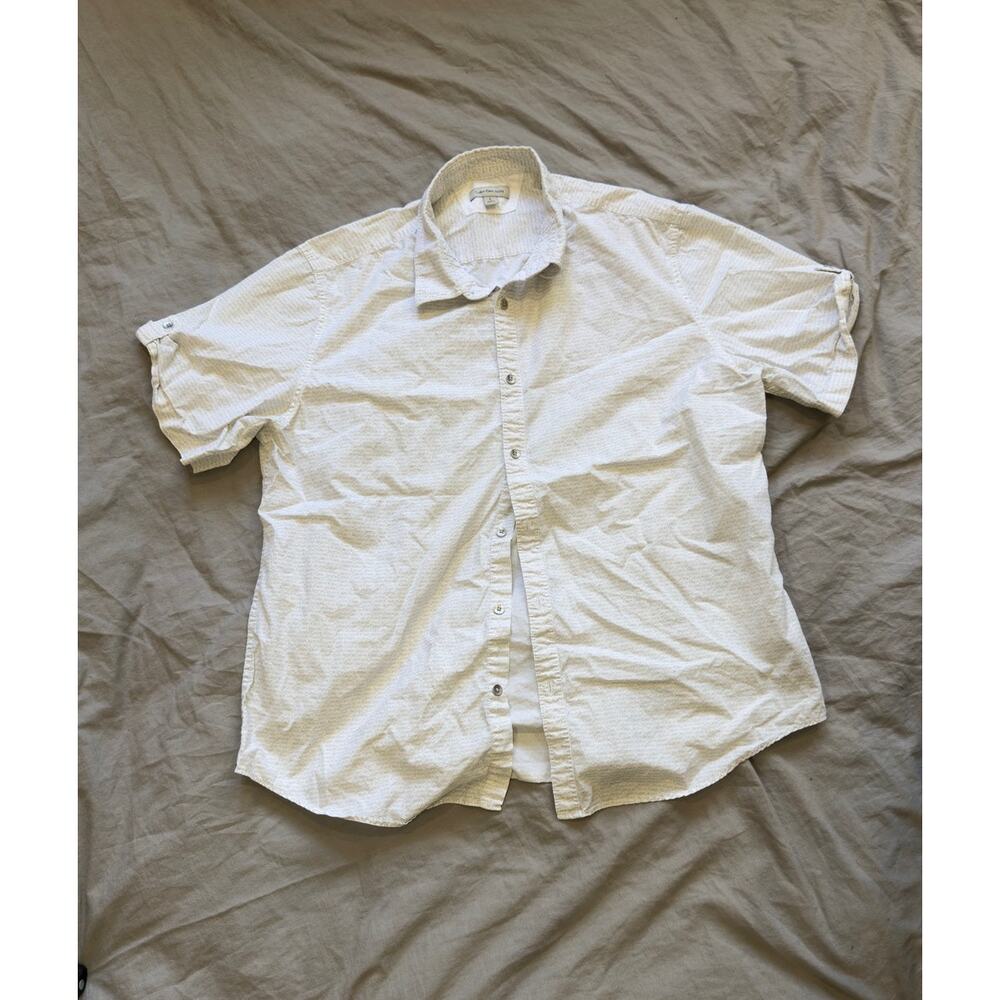Calvin Klein Monogram Pattern Men's Short Sleeve White Shirt